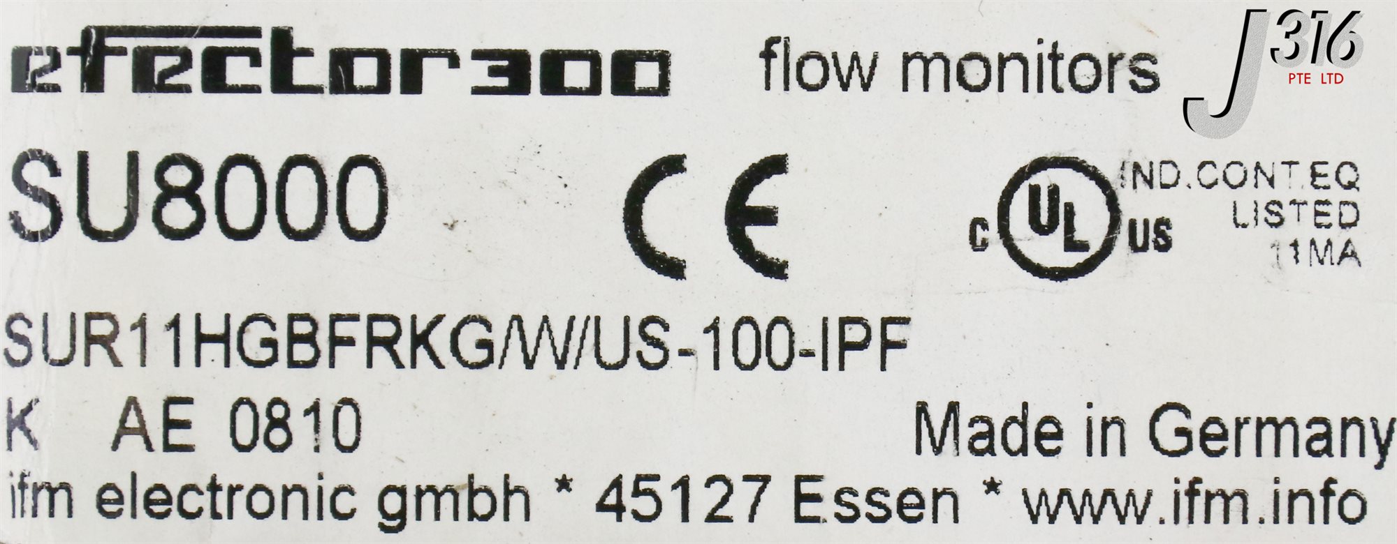 24542 IFM ULTRASONIC FLOW METER, SUR11HGBFRKG/W/US-100-IPF (NEW